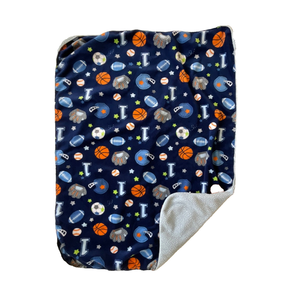 Circo Target Blue Sports Number 1 Baby Blanket Helmet Stars Balls Sherpa Target